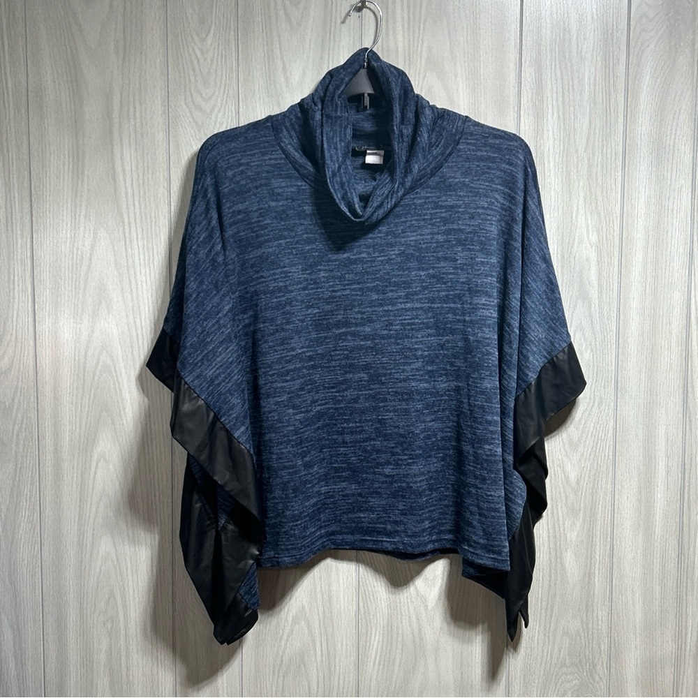 Norma Allen Blue And Black Poncho With Arm Holes Size Large